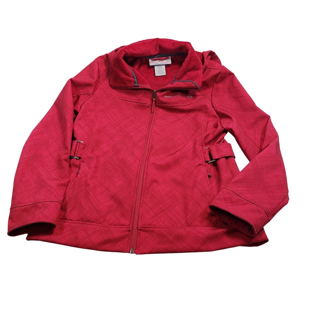Free‎ Country Womens Red Faux Fur Lined Softshell Jacket Detachable Hood Medium
